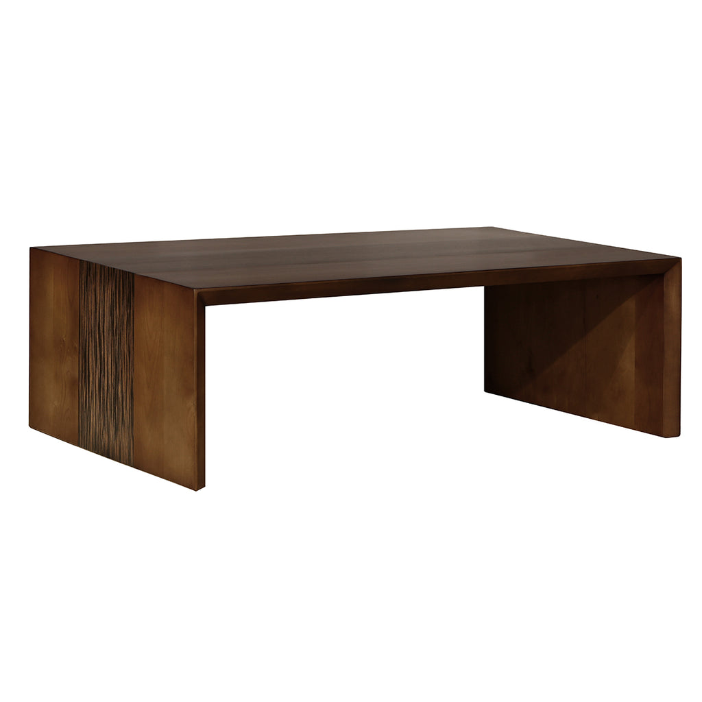 angled view of the Batari Coffee Table in an Espresso finish by Hand & Grain