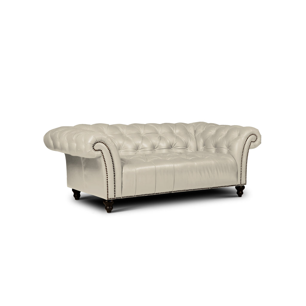 angled view of the Lusso Loveseat by Hand & Grain