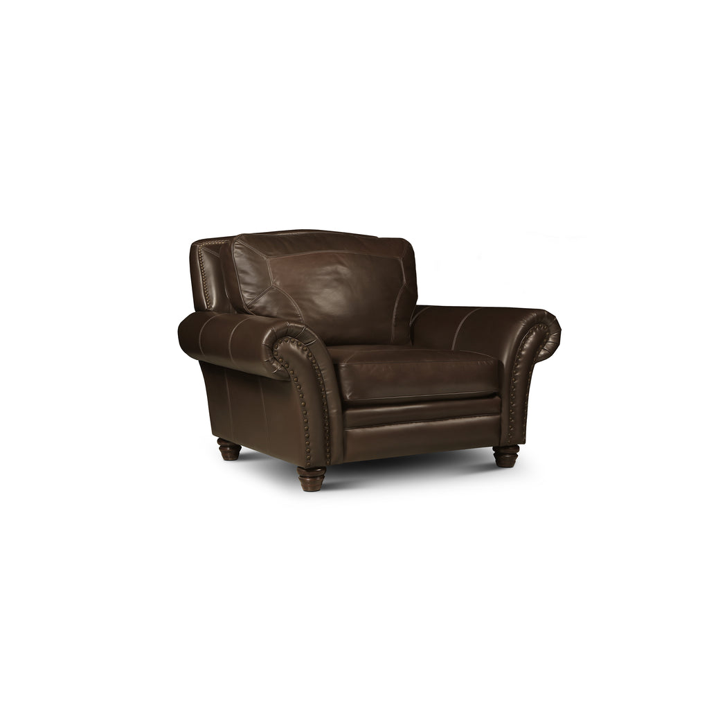 angled view of the Hand & Grain Dante Chair and a Half