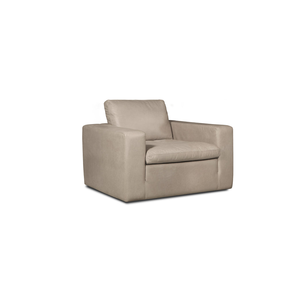 angled view of the Hand & Grain Aksel Swivel Chair
