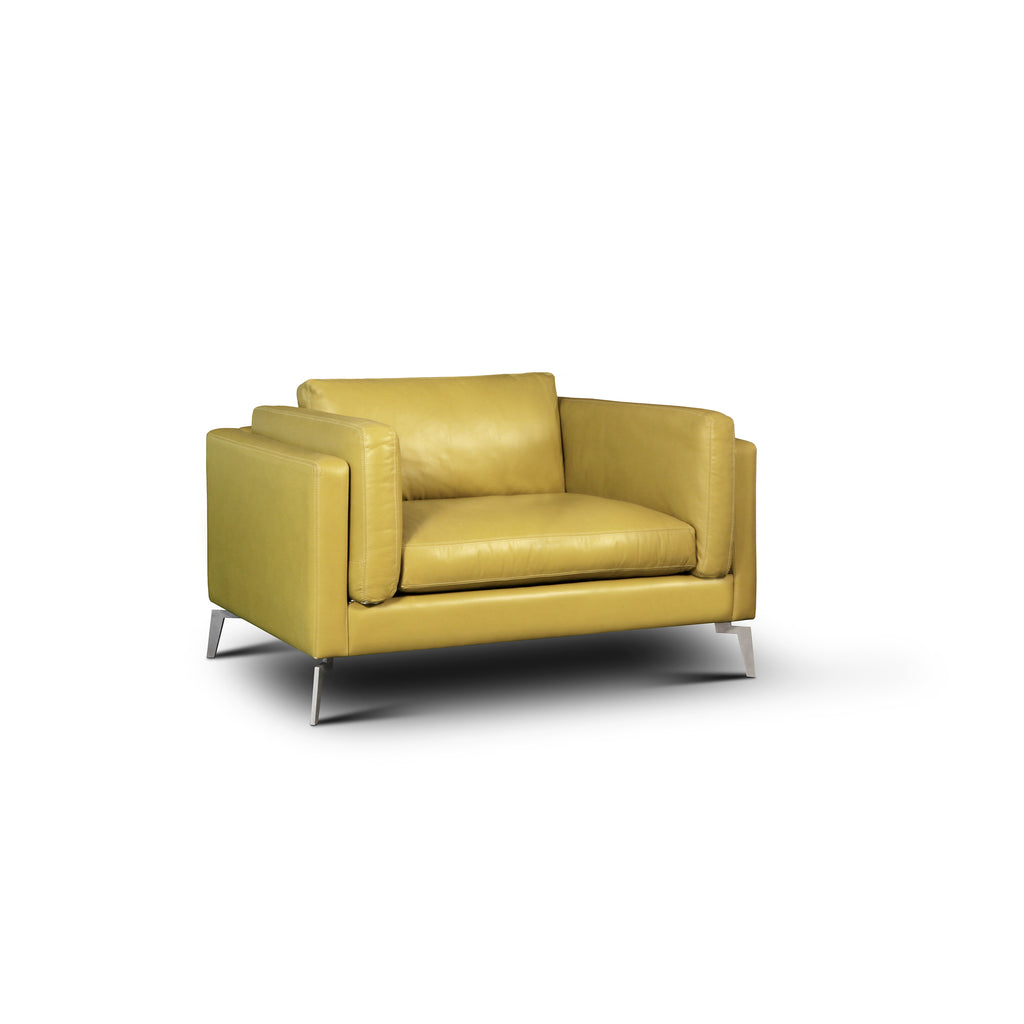 angled view of the Hand & Grain Freya Chair and a Half